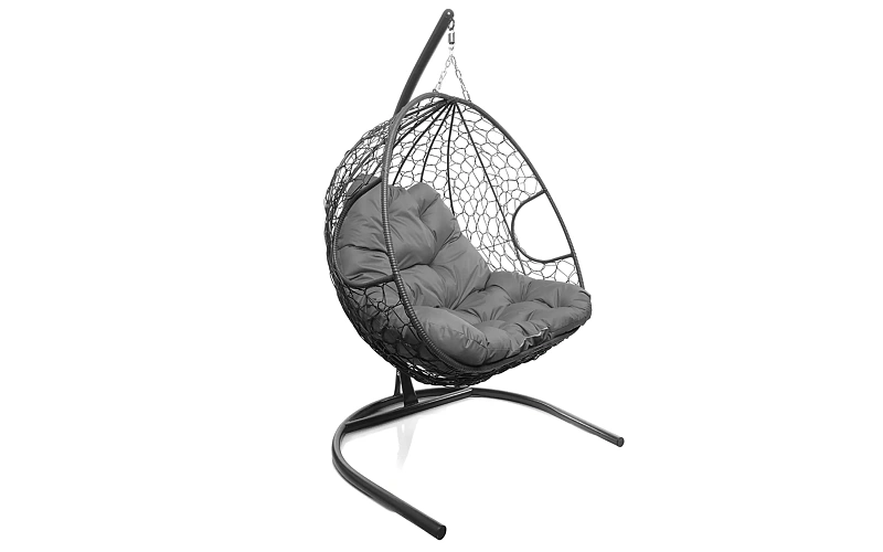 Кресло-кокон серый 2х-местный (серая подушка)