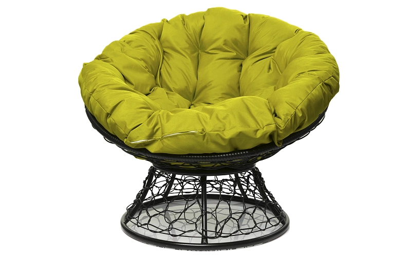 Папасан кресло черное (желтая подушка)