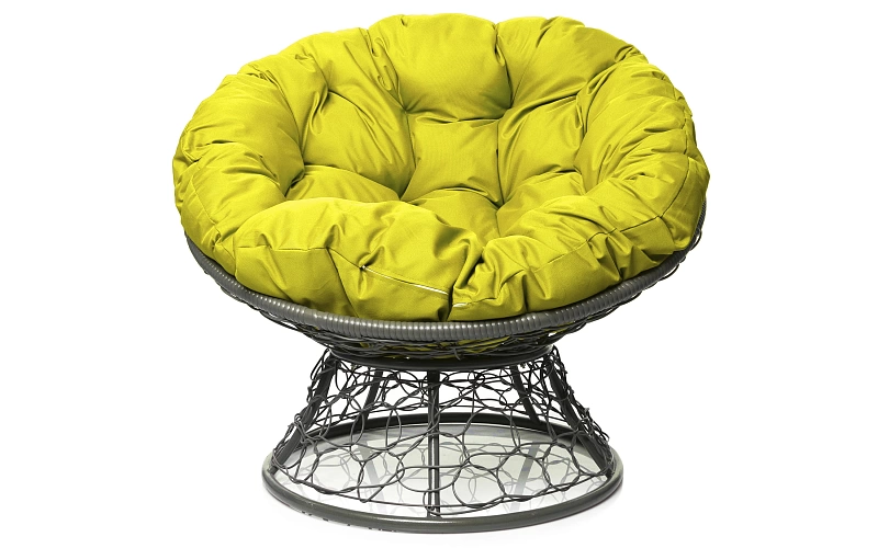 Папасан кресло серое (желтая подушка)