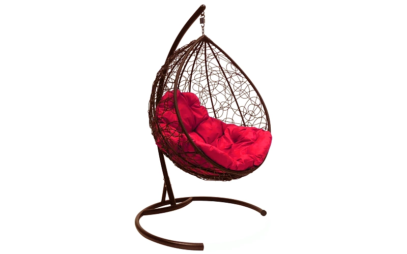 КАПЛЯ кресло-кокон коричневый (красная подушка)