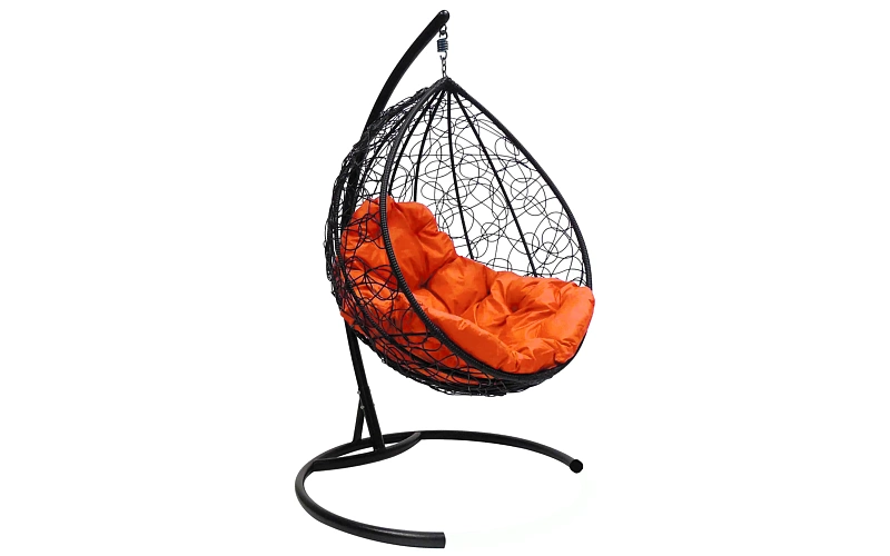 КАПЛЯ кресло-кокон черный (оранжевая подушка)