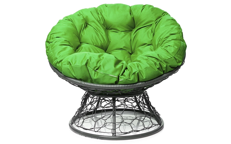 Папасан кресло серое (зеленая подушка)