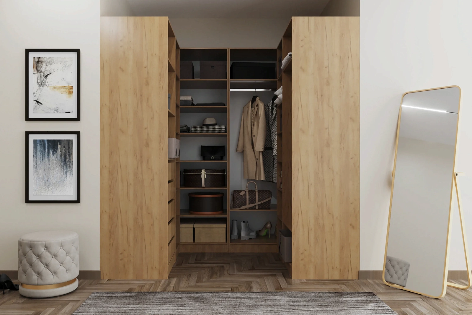 LEVOX гардеробная система шкафов 175/230 см (дуб крафт золотой)