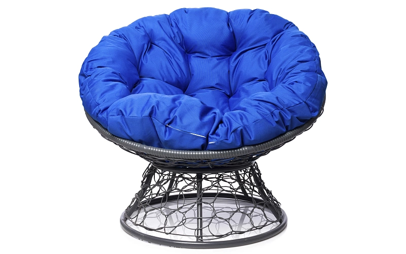 Папасан кресло серое (синяя подушка)