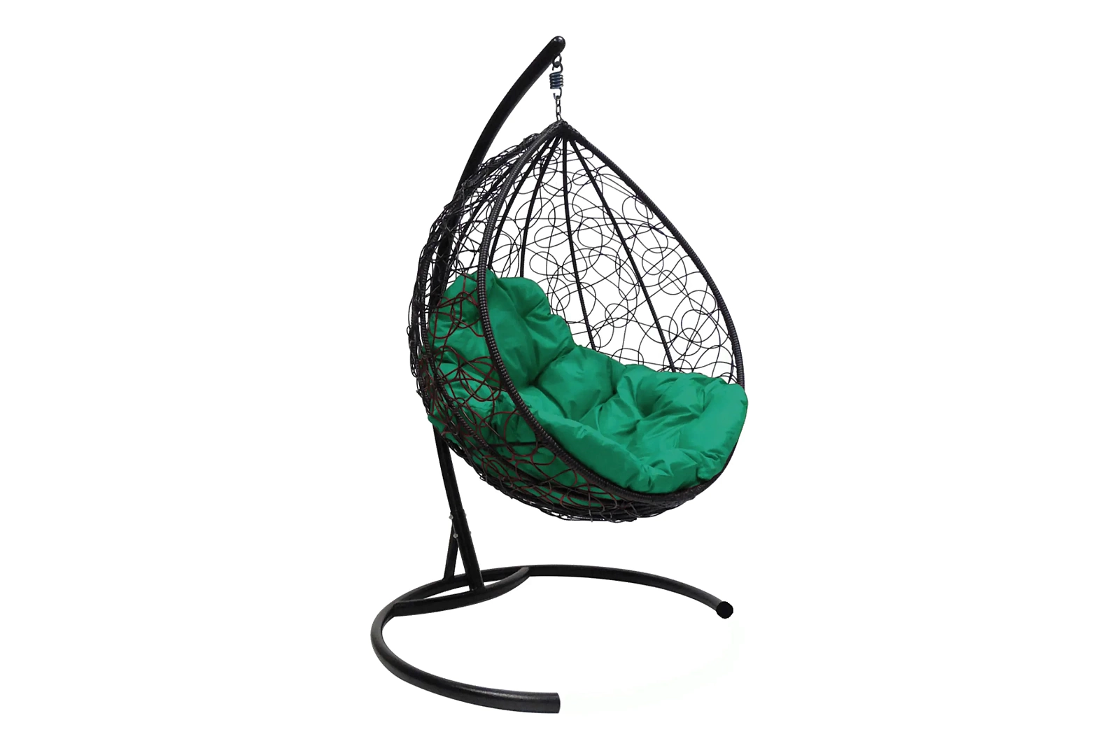 КАПЛЯ кресло-кокон черный (зеленая подушка)