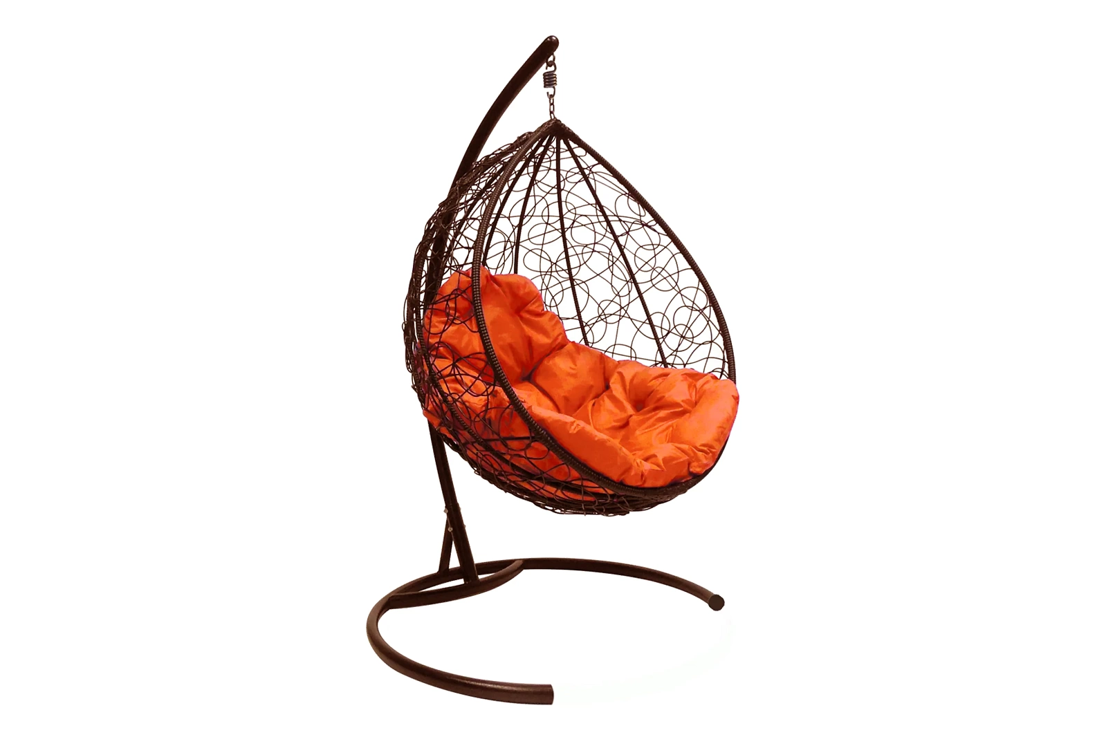КАПЛЯ кресло-кокон коричневый (оранжевая подушка)